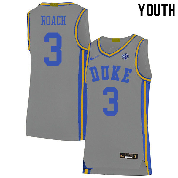 Youth #3 Jeremy Roach Duke Blue Devils College Basketball Jerseys Sale-Gray